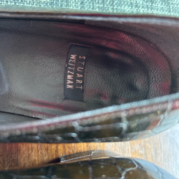 Stuart Weitzman Tassel LoafersWomen’s 7.5 BrownCroc Embossed Leather Block Heel - Picture 3 of 17